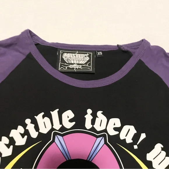 Killstar x Masters of the Universe Skeletor Evil-Lyn Raglan Tee XS 3/4 Sleeve - Picture 6 of 16
